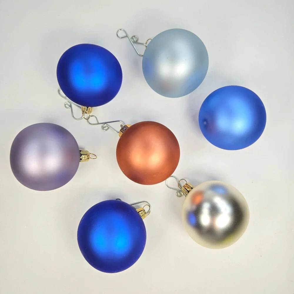 Vintage S & H Germany Kurt Adler Frosted Pearlized Christmas Ball Ornaments‎ Box